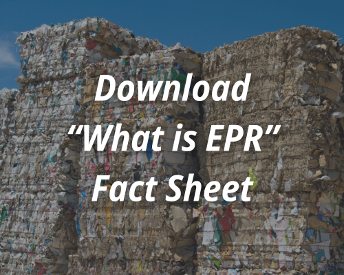 A stack of paper bales. The text says, "Download the 'What is EPR' Fact Sheet."