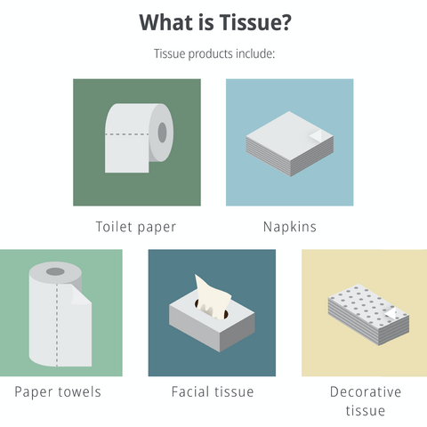 Tissue products include toilet paper, napkins, paper towels and more.